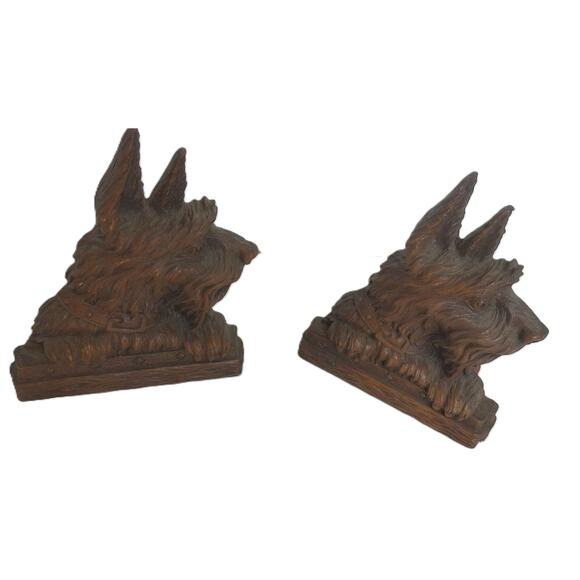 Vintage Syroco Scottish Terrier Scotty Dog Bookends Set of 2 - Picture 1 of 6